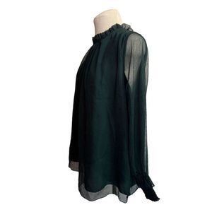 New Light Sheer Layered Green Long Sleeve Blouse Size XL